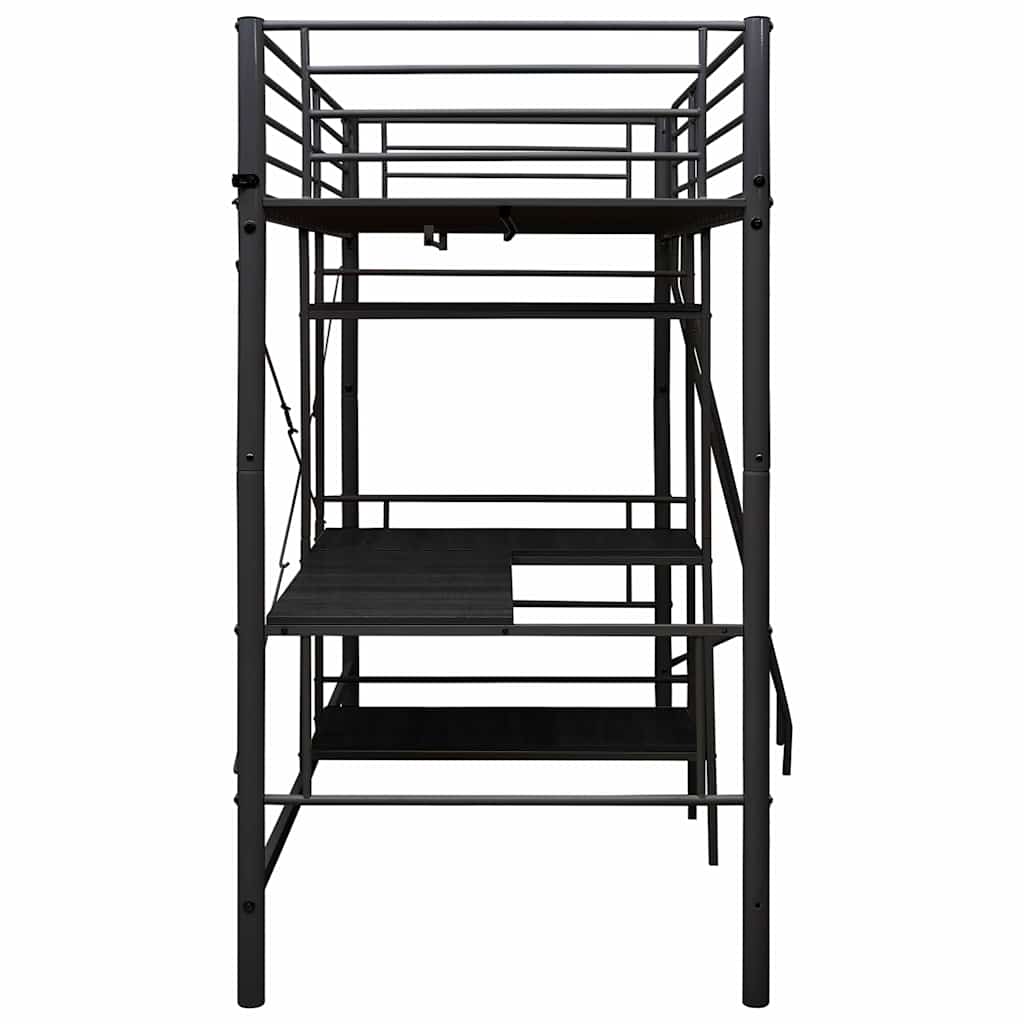 Lit superposé avec table sans matelas noir métal 90x200 cm - XIOS