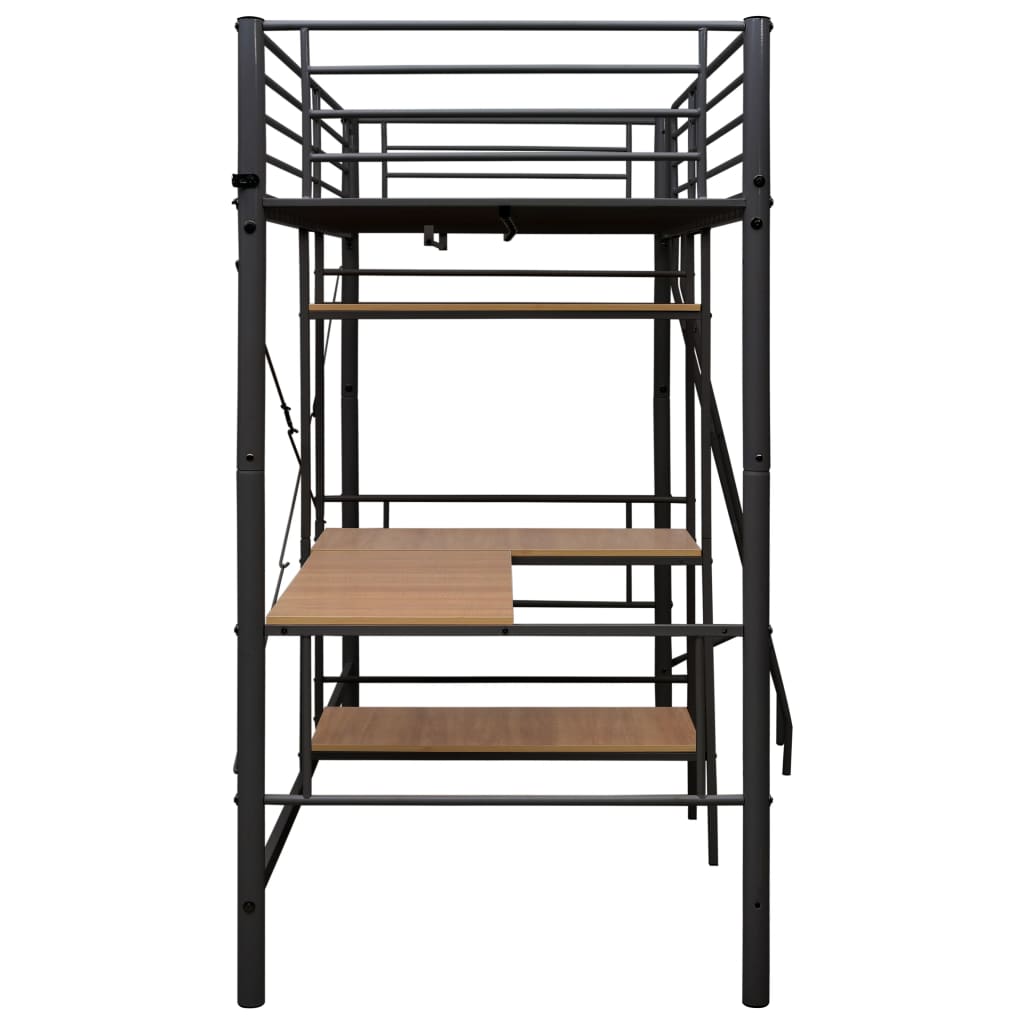 Lit superposé avec table sans matelas gris métal 90x200 cm - XIOS