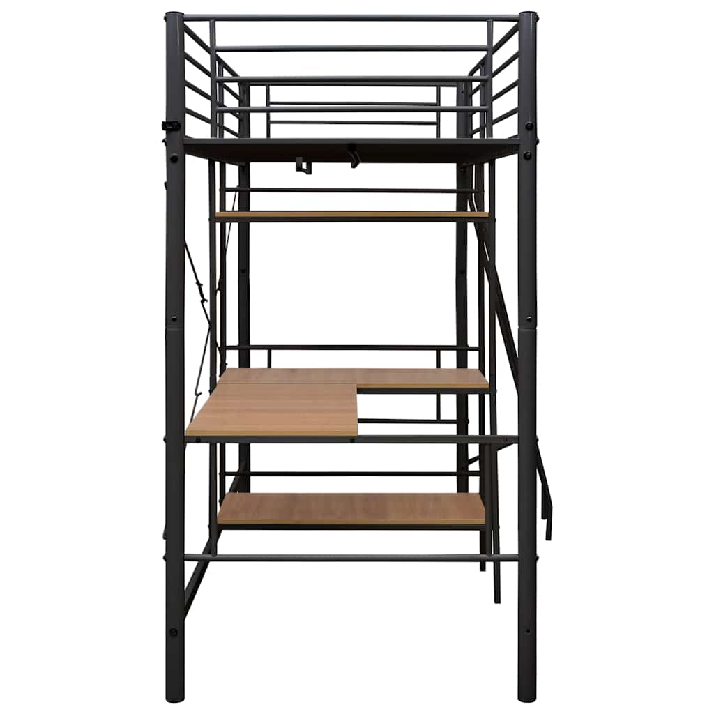 Lit superposé avec table sans matelas gris métal 90x200 cm - XIOS