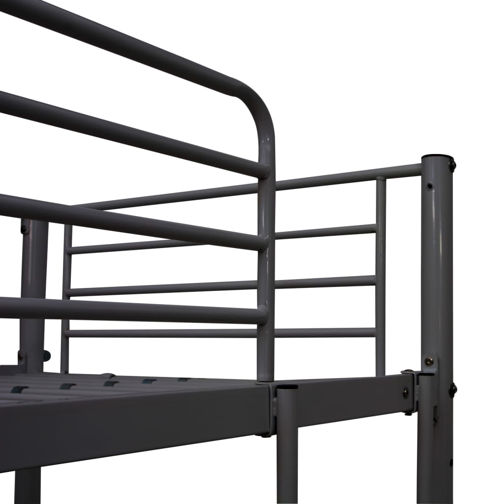 Lit superposé avec table sans matelas gris métal 90x200 cm - XIOS