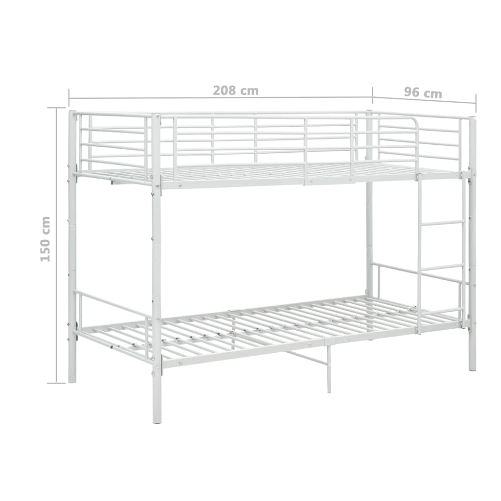 Lit superposé sans matelas blanc métal 90x200 cm - XIOS
