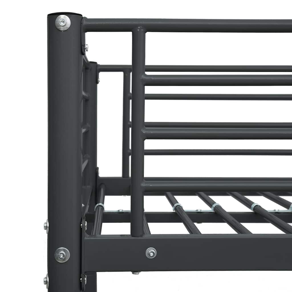 Lit superposé sans matelas noir métal 90x200 cm
