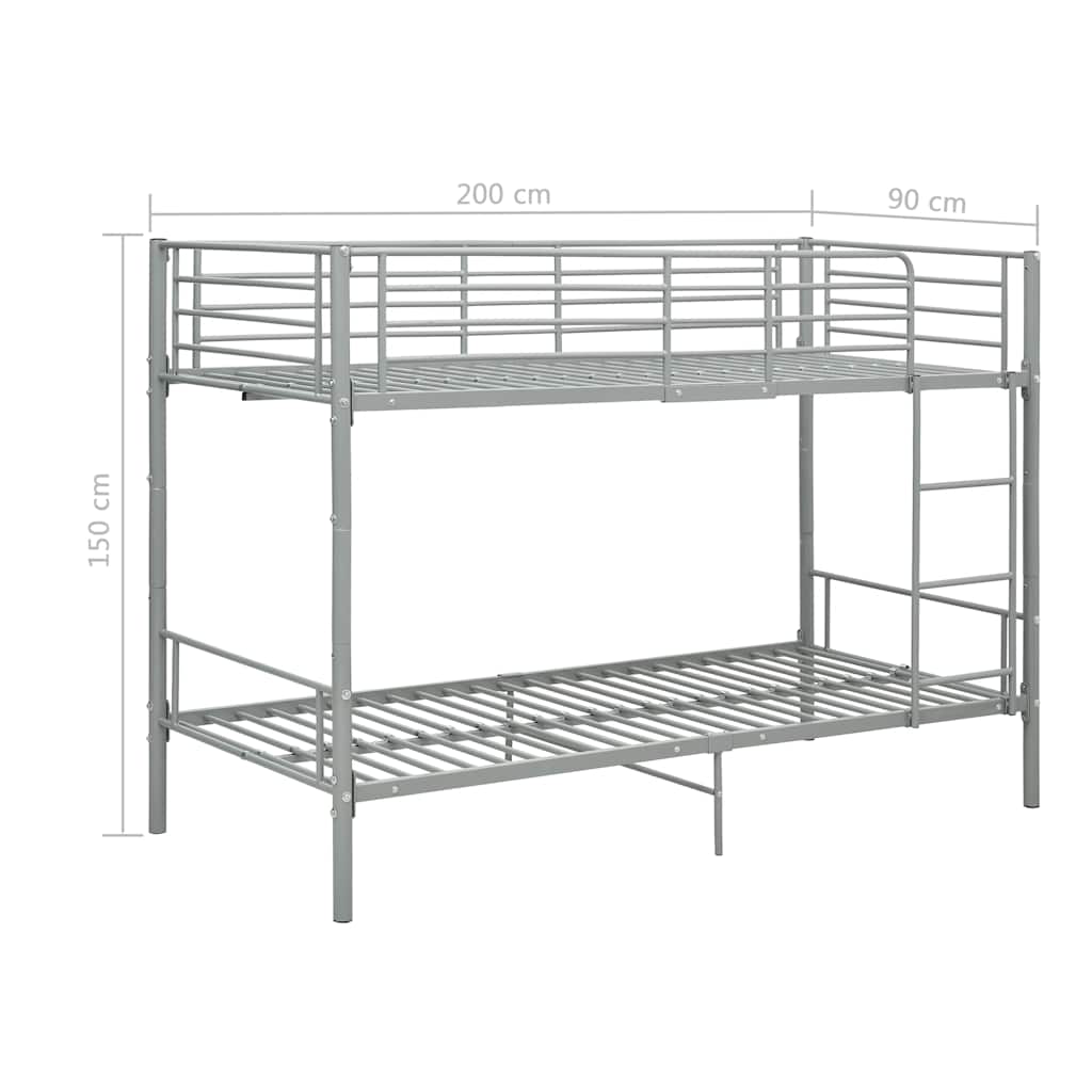 Lit superposé sans matelas gris métal 90x200 cm - XIOS