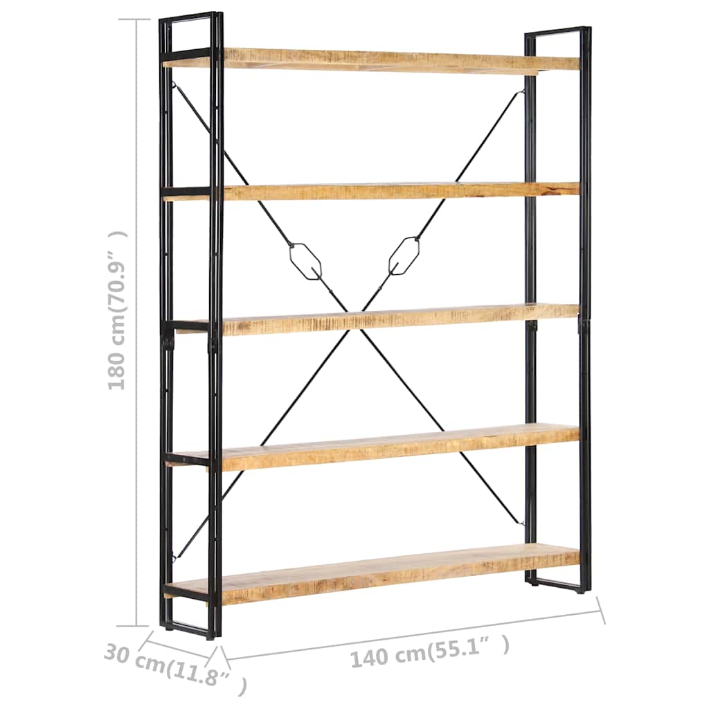 Bibliothèque à 5 niveaux 140x30x180 cm Bois de manguier solide - XIOS