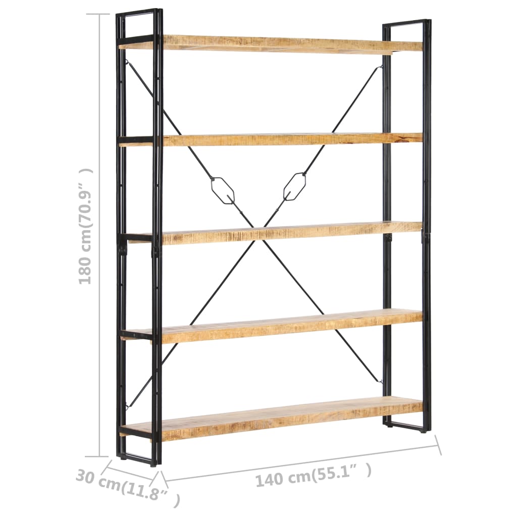 Bibliothèque à 5 niveaux 140x30x180 cm Bois de manguier solide - XIOS