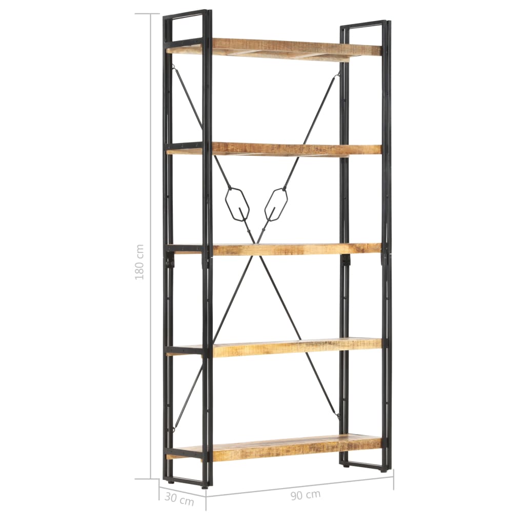 Bibliothèque 5 niveaux 90x30x180 cm Bois solide de manguier - XIOS