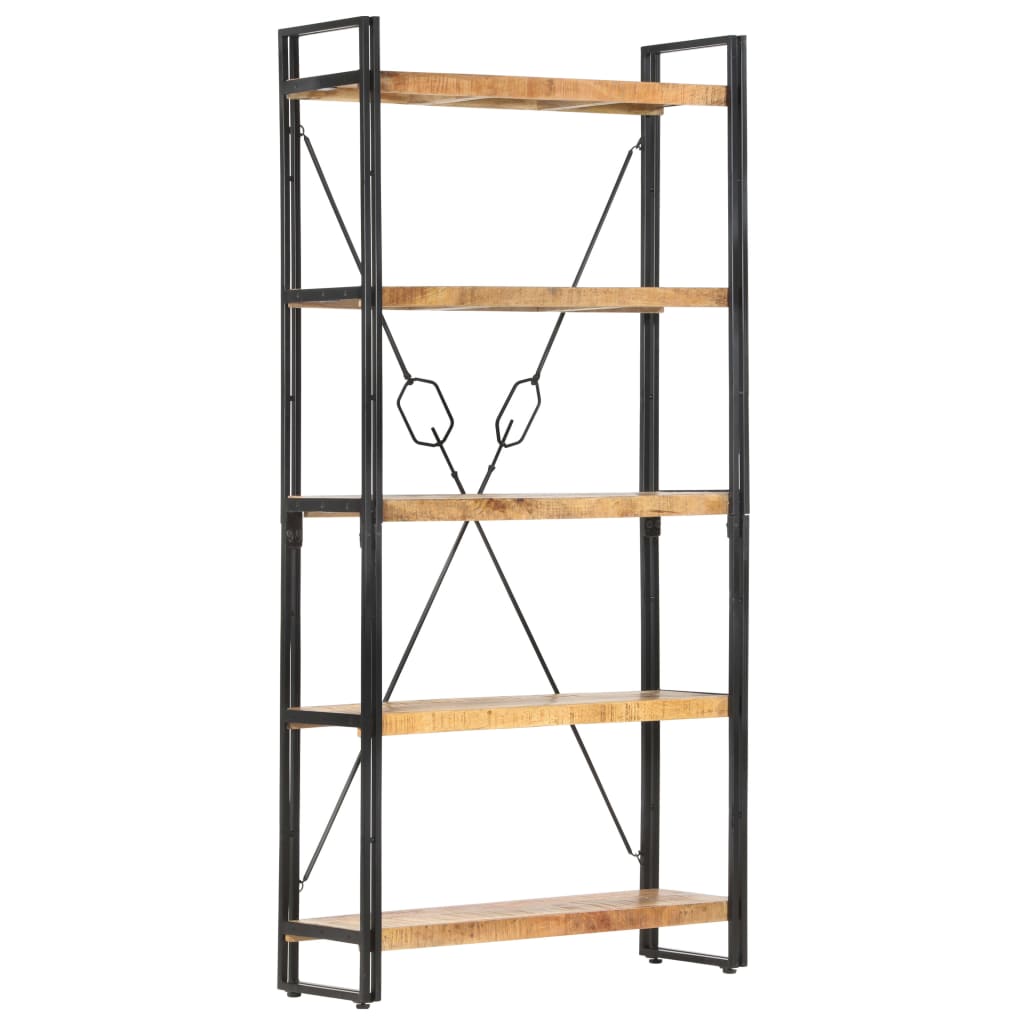 Bibliothèque 5 niveaux 90x30x180 cm Bois solide de manguier - XIOS