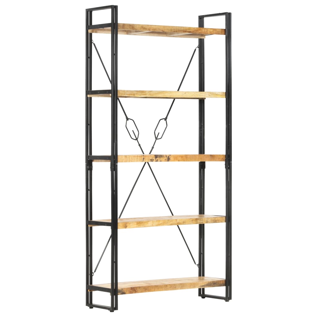 Bibliothèque 5 niveaux 90x30x180 cm Bois solide de manguier - XIOS