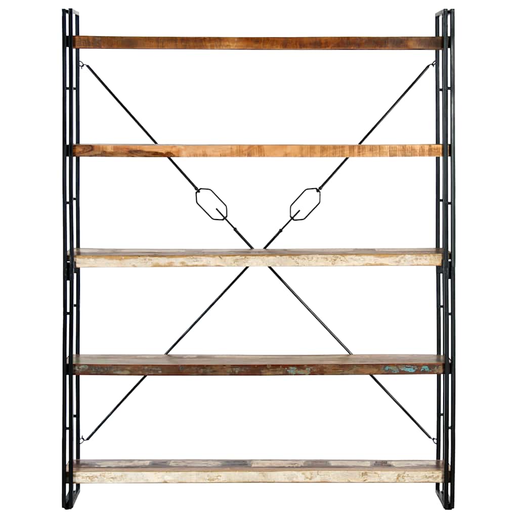 Bibliothèque 5 niveaux 140x30x180cm Bois solide de récupération - XIOS