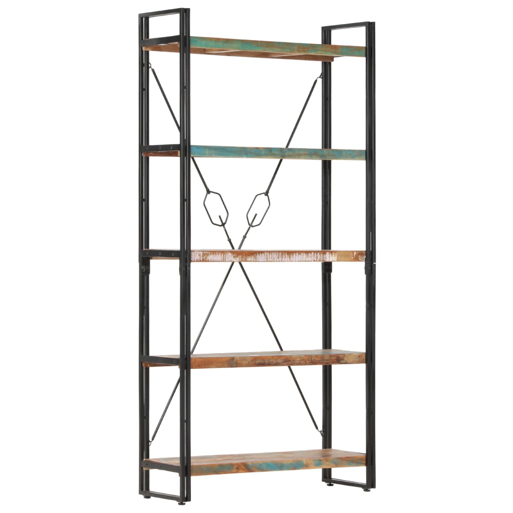 Bibliothèque 5 niveaux 90x30x180 cm Bois solide de récupération - XIOS