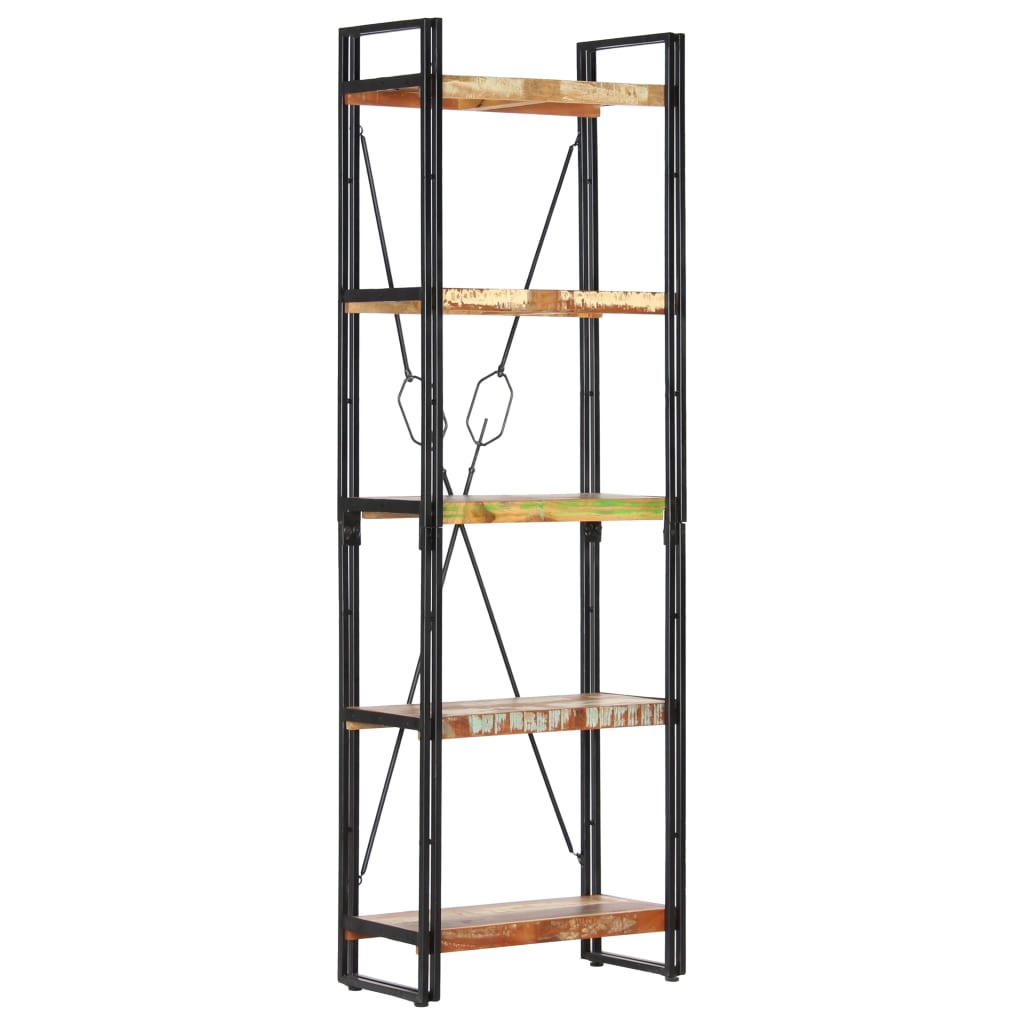 Bibliothèque 5 niveaux 60x30x180 cm Bois solide de récupération - XIOS