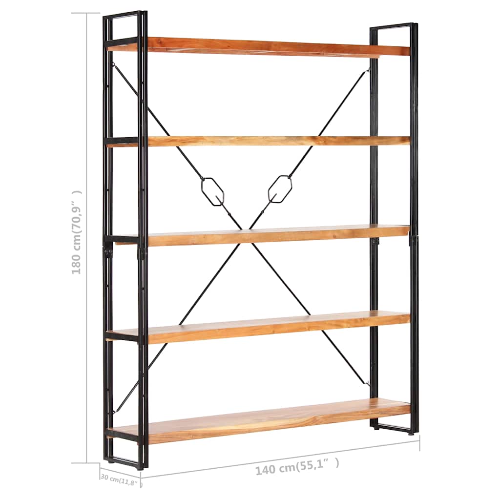 Bibliothèque à 5 niveaux 140x30x180 cm Bois d'acacia solide - XIOS