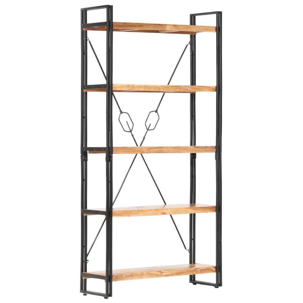 Bibliothèque 5 niveaux 90x30x180 cm Bois solide de d'acacia - XIOS