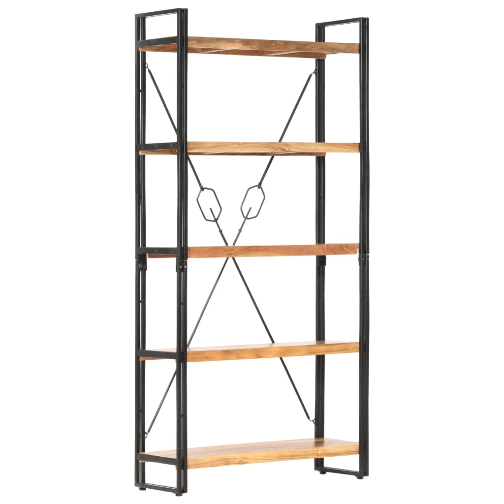 Bibliothèque 5 niveaux 90x30x180 cm Bois solide de d'acacia - XIOS
