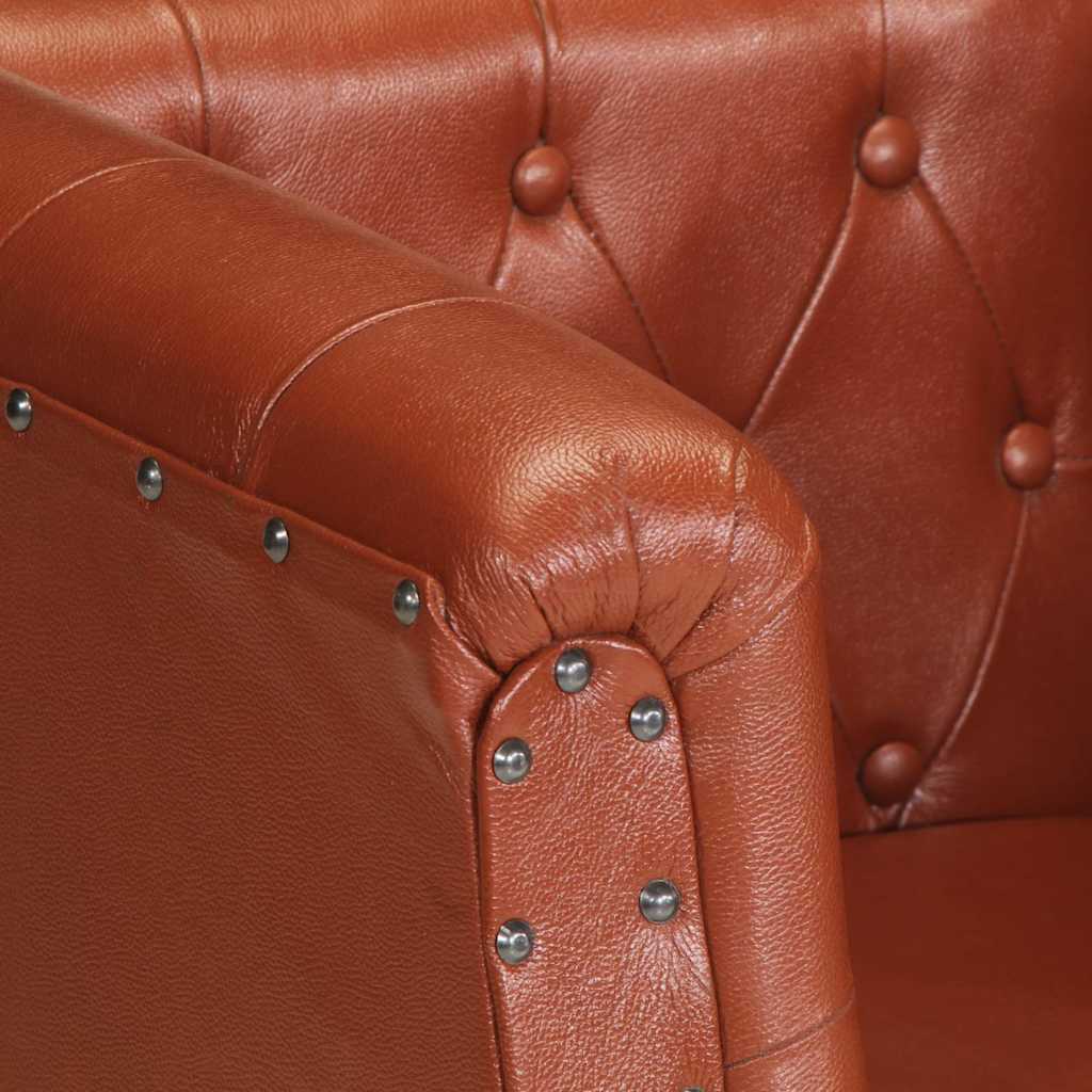 Fauteuil marron cuir véritable