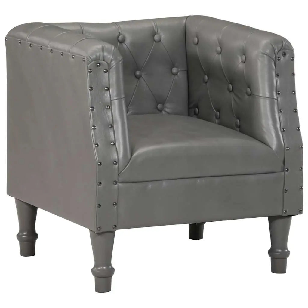 Chaise cabriolet gris cuir véritable - XIOS