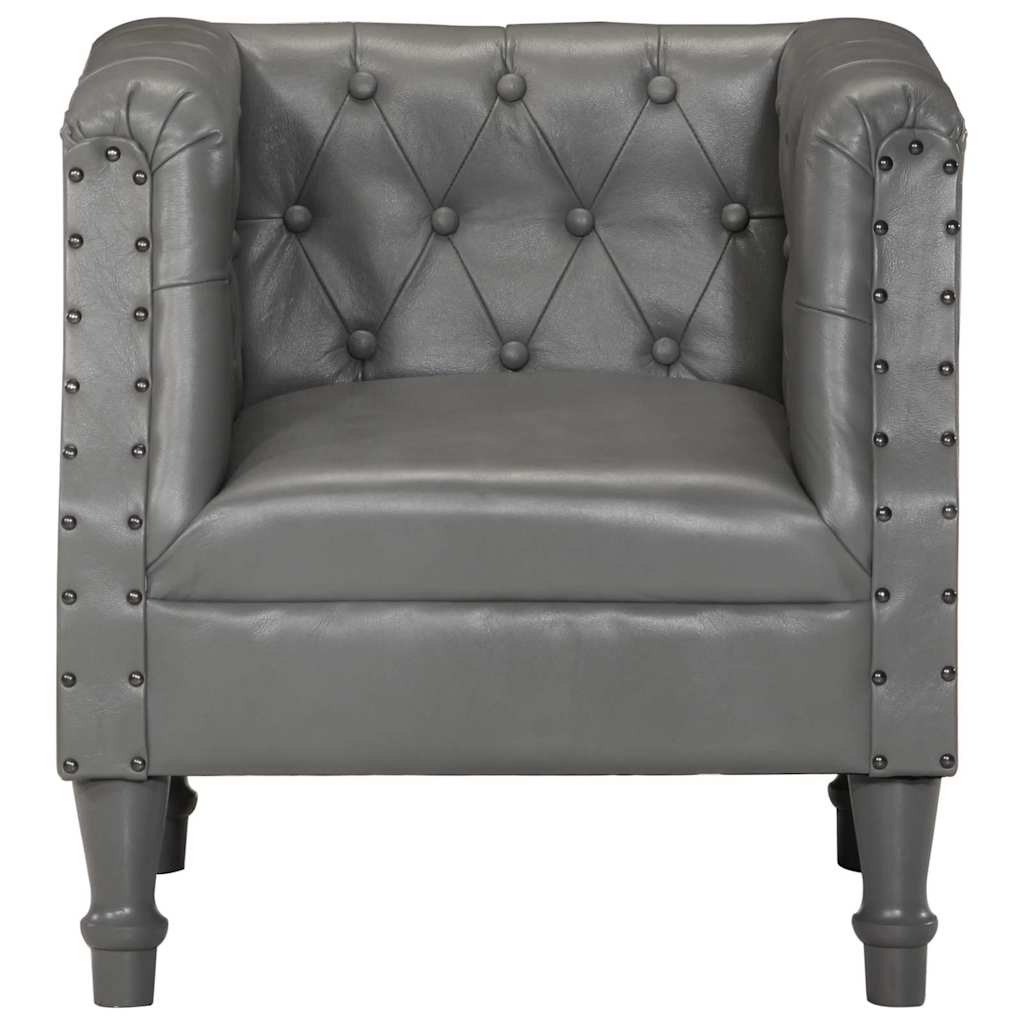 Chaise cabriolet gris cuir véritable