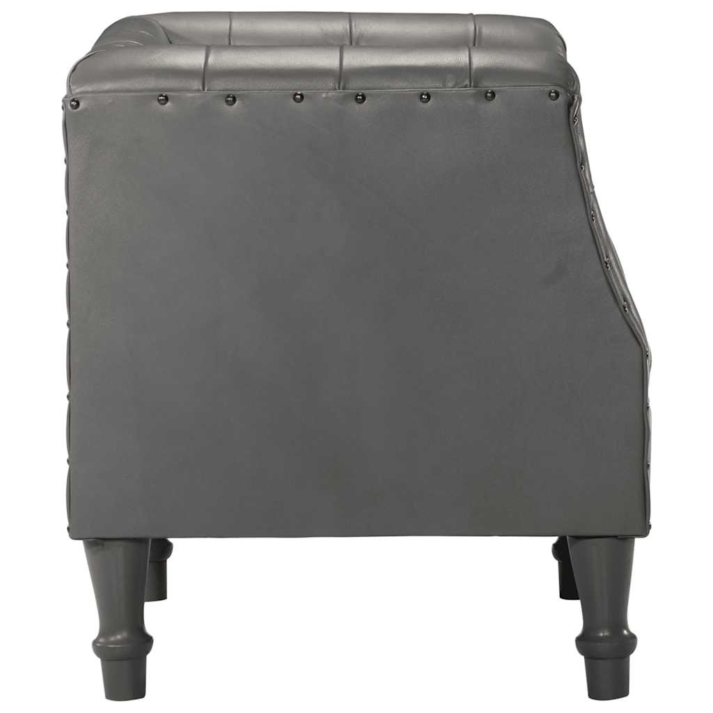 Chaise cabriolet gris cuir véritable