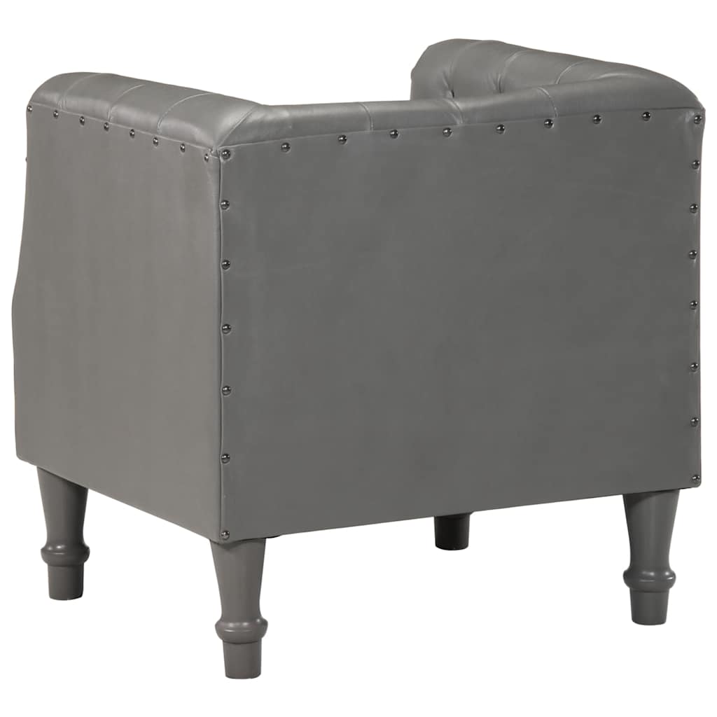 Chaise cabriolet gris cuir véritable