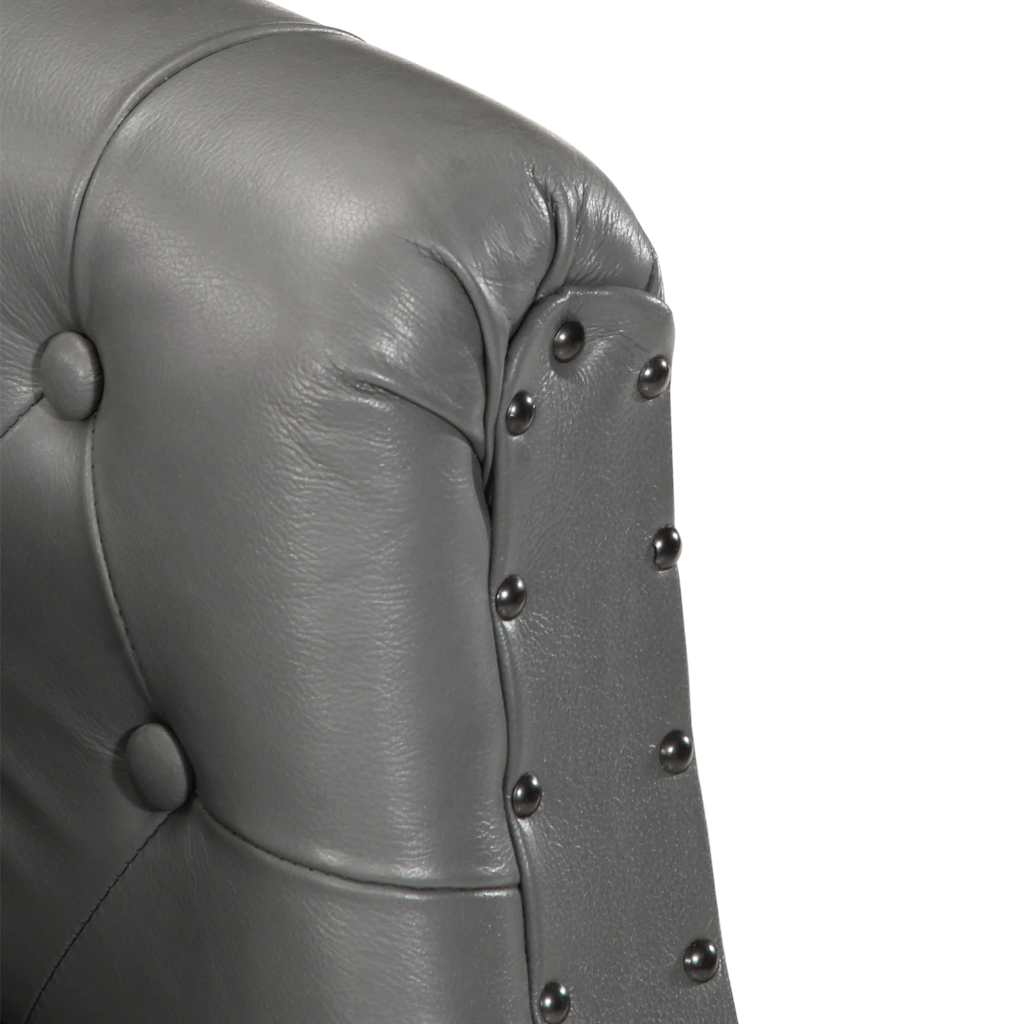 Chaise cabriolet gris cuir véritable