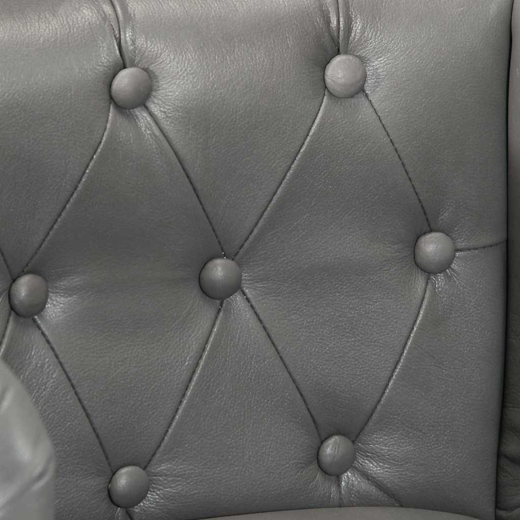 Chaise cabriolet gris cuir véritable