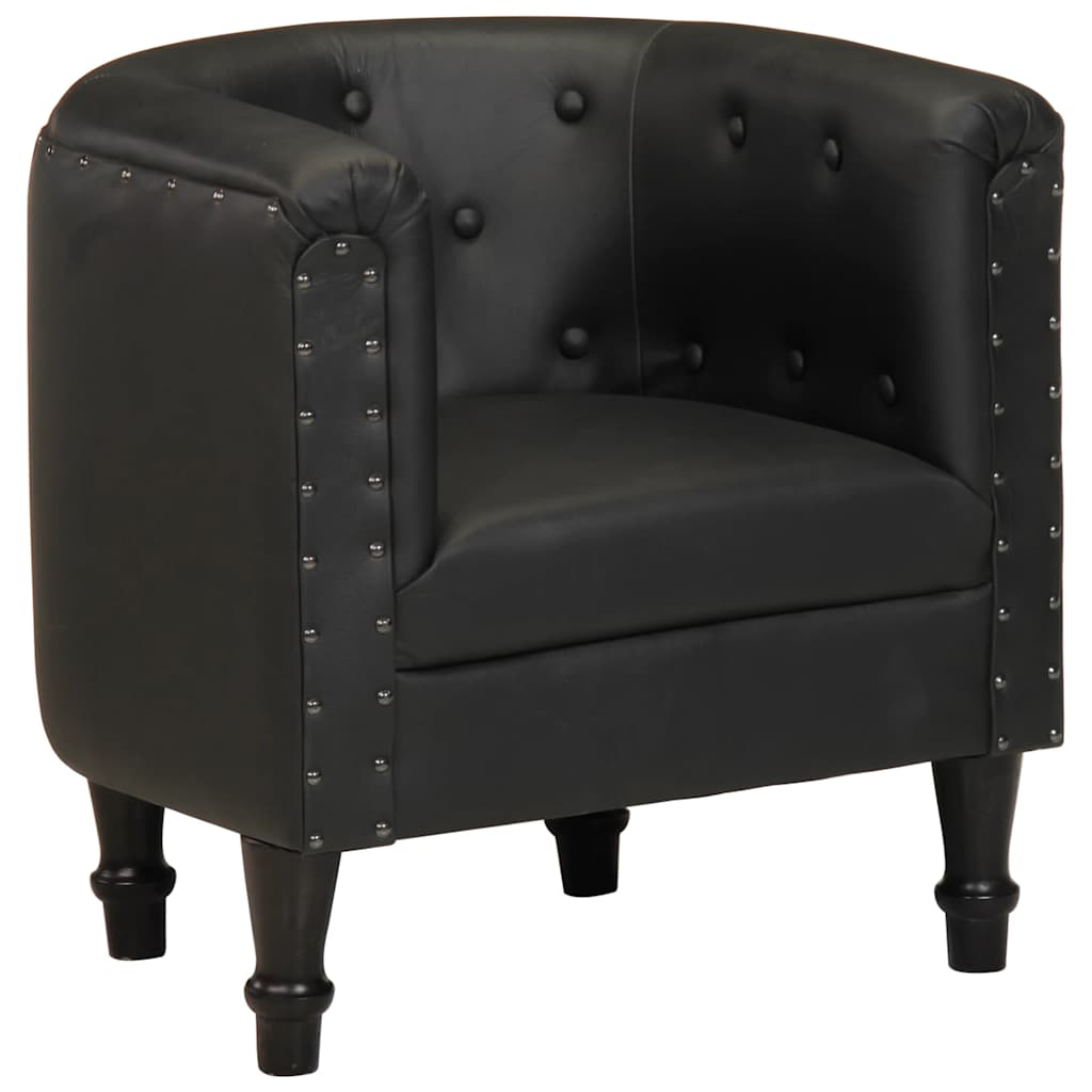 Chaise cabriolet noir cuir véritable - XIOS