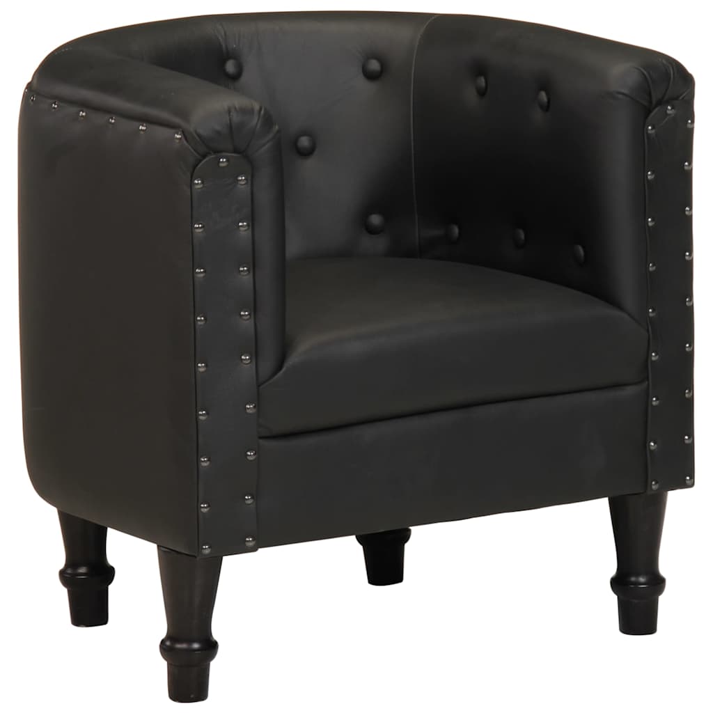 Chaise cabriolet noir cuir véritable