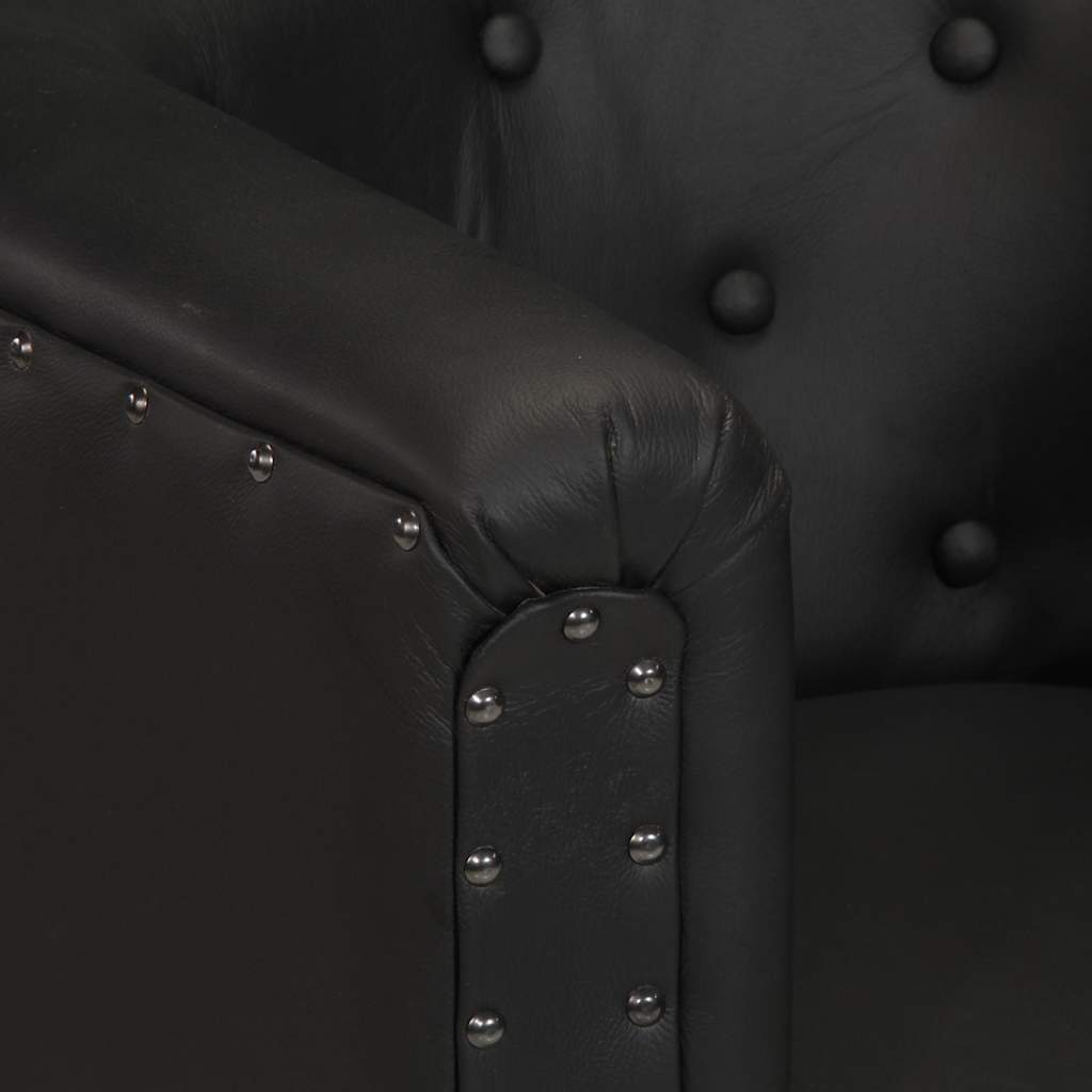 Chaise cabriolet noir cuir véritable
