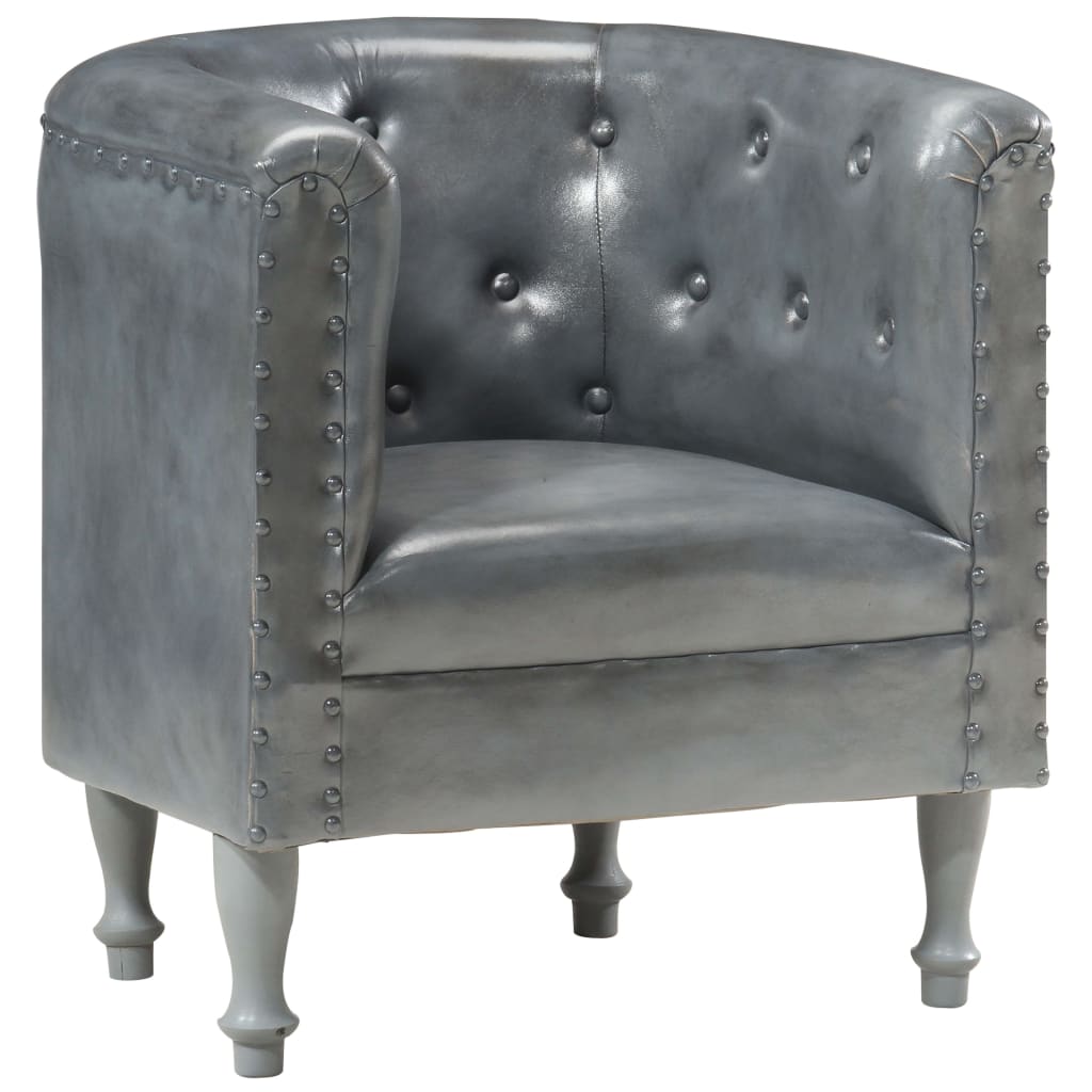 Chaise cabriolet Gris cuir véritable - XIOS