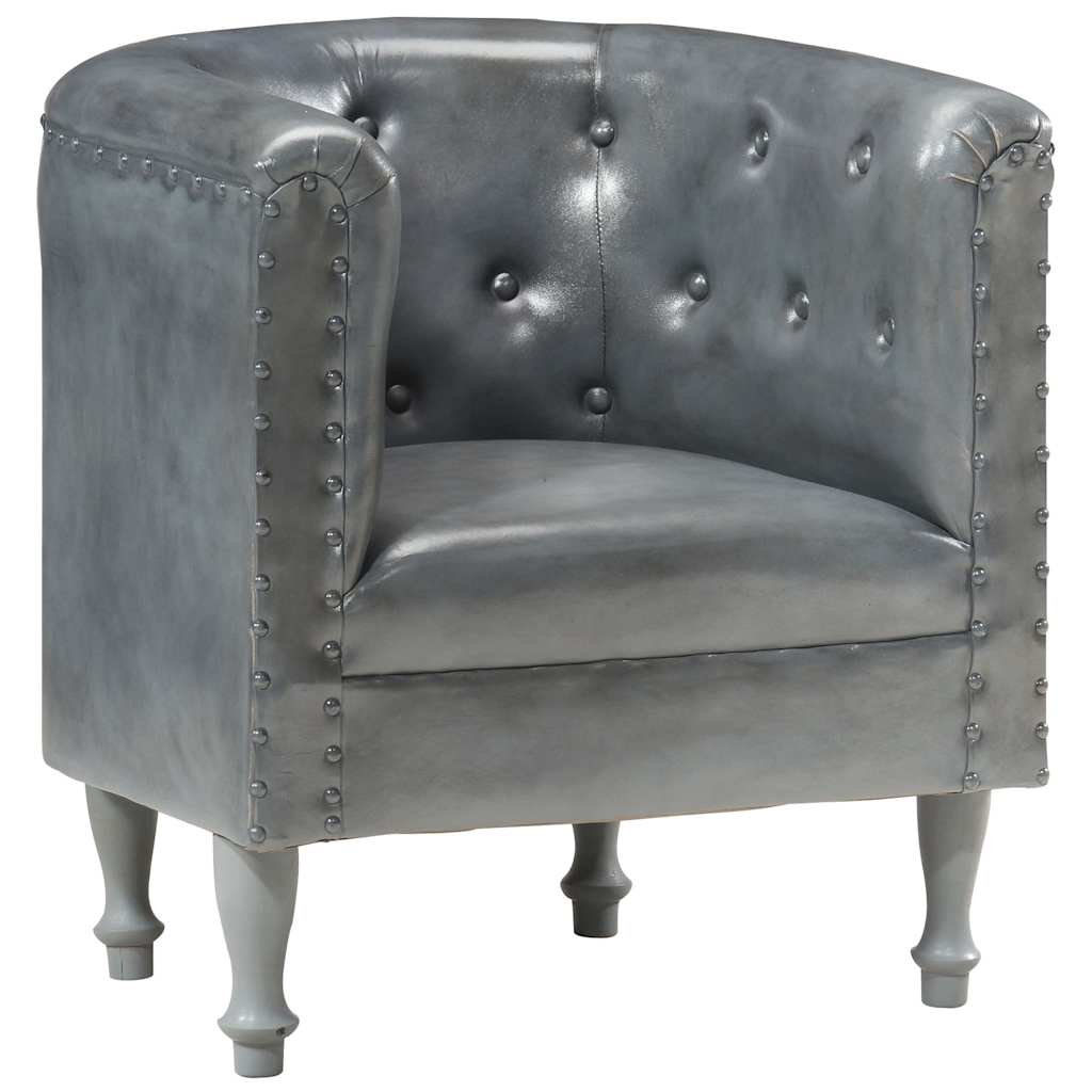 Chaise cabriolet Gris cuir véritable