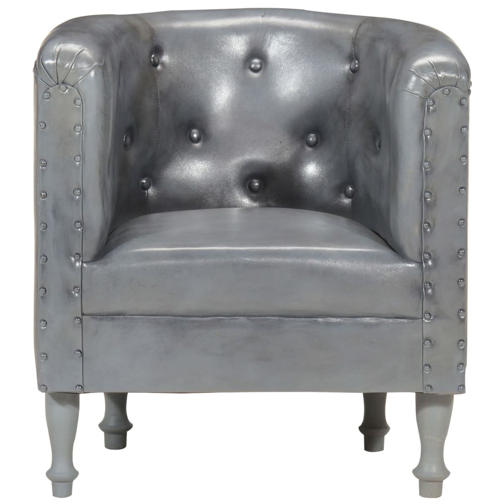Chaise cabriolet Gris cuir véritable - XIOS