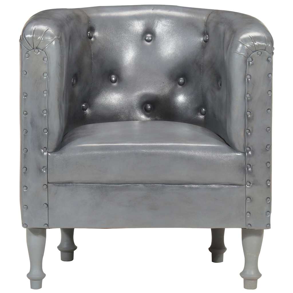 Chaise cabriolet Gris cuir véritable