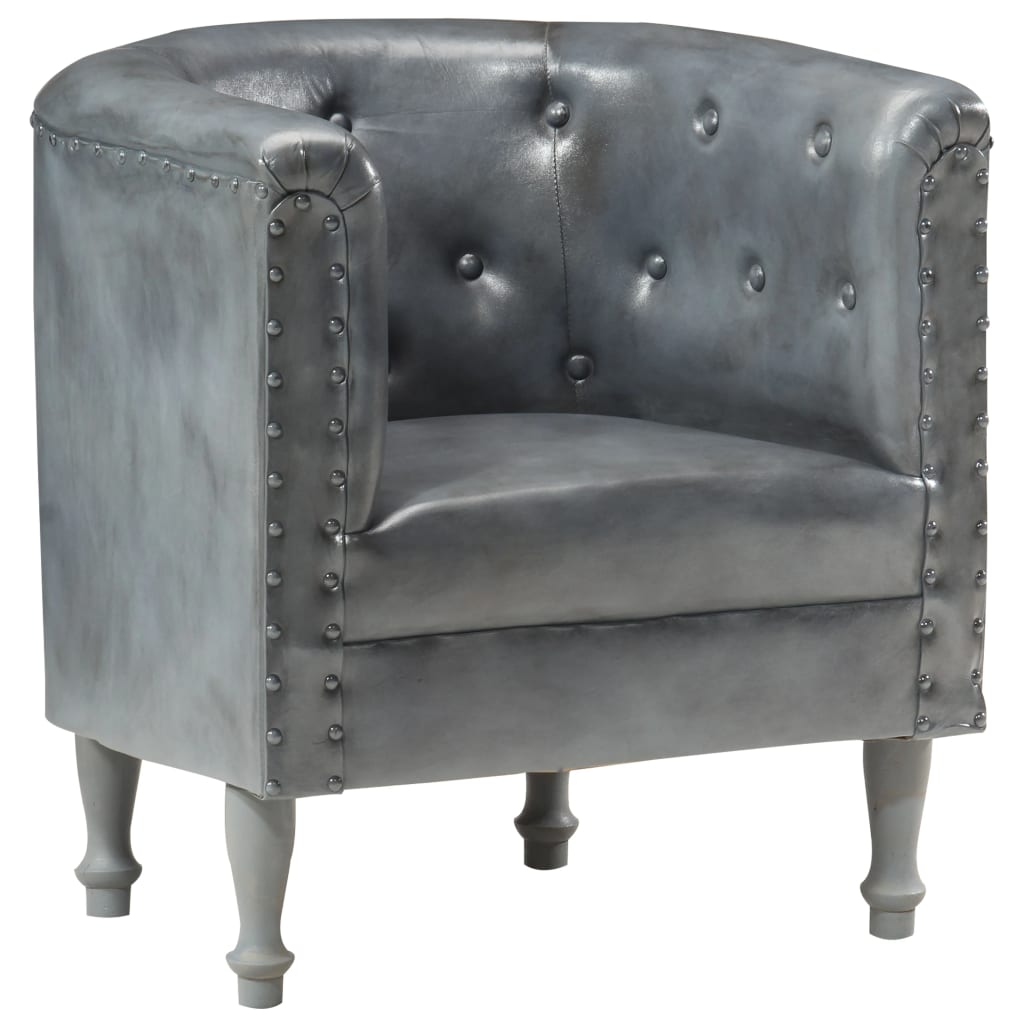 Chaise cabriolet Gris cuir véritable - XIOS