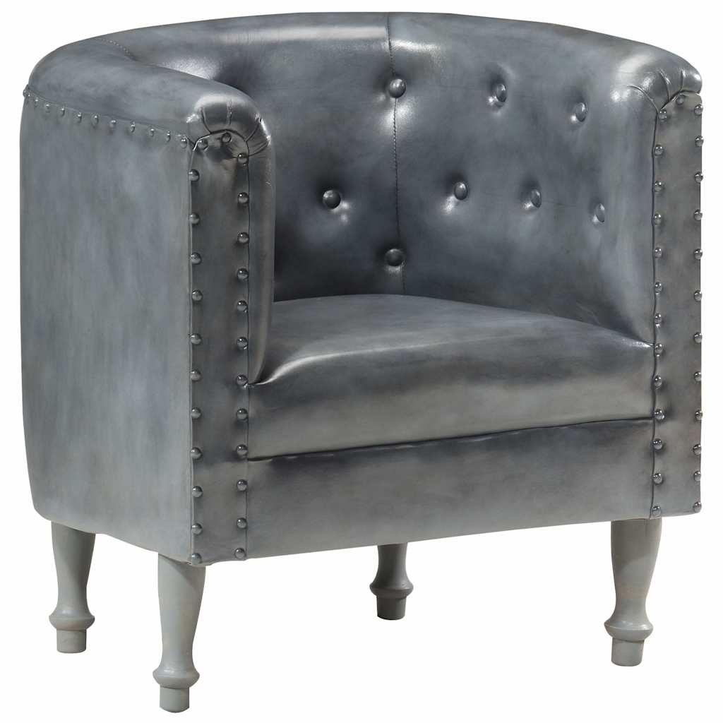 Chaise cabriolet Gris cuir véritable