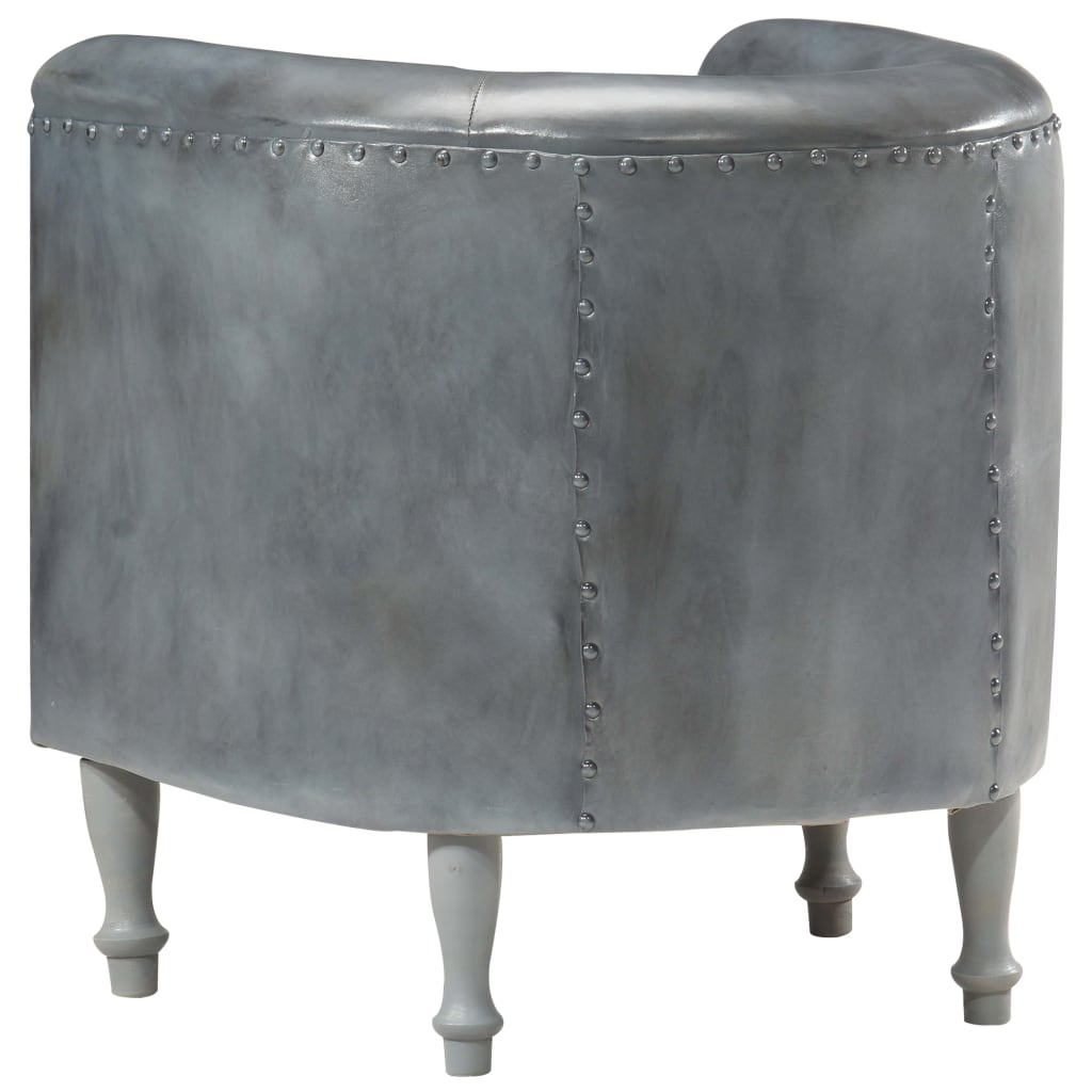 Chaise cabriolet Gris cuir véritable - XIOS