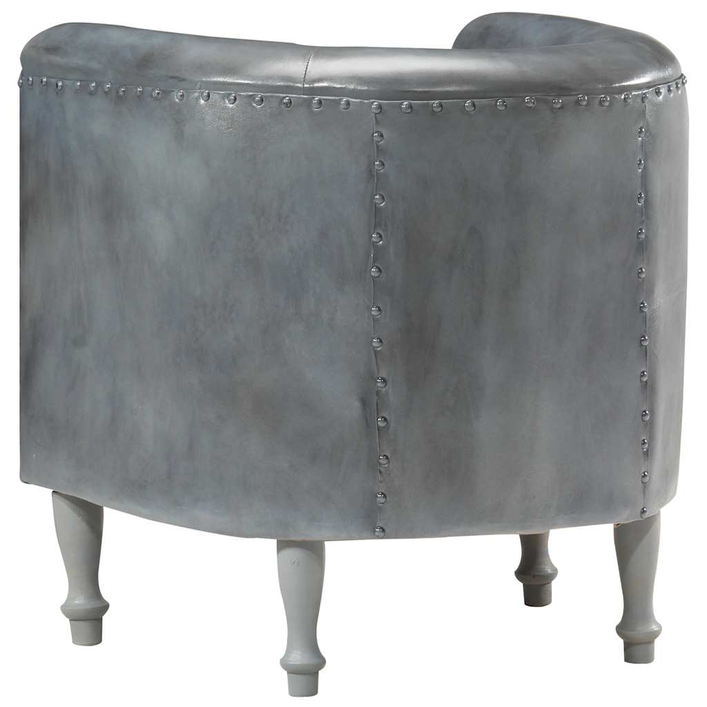 Chaise cabriolet Gris cuir véritable