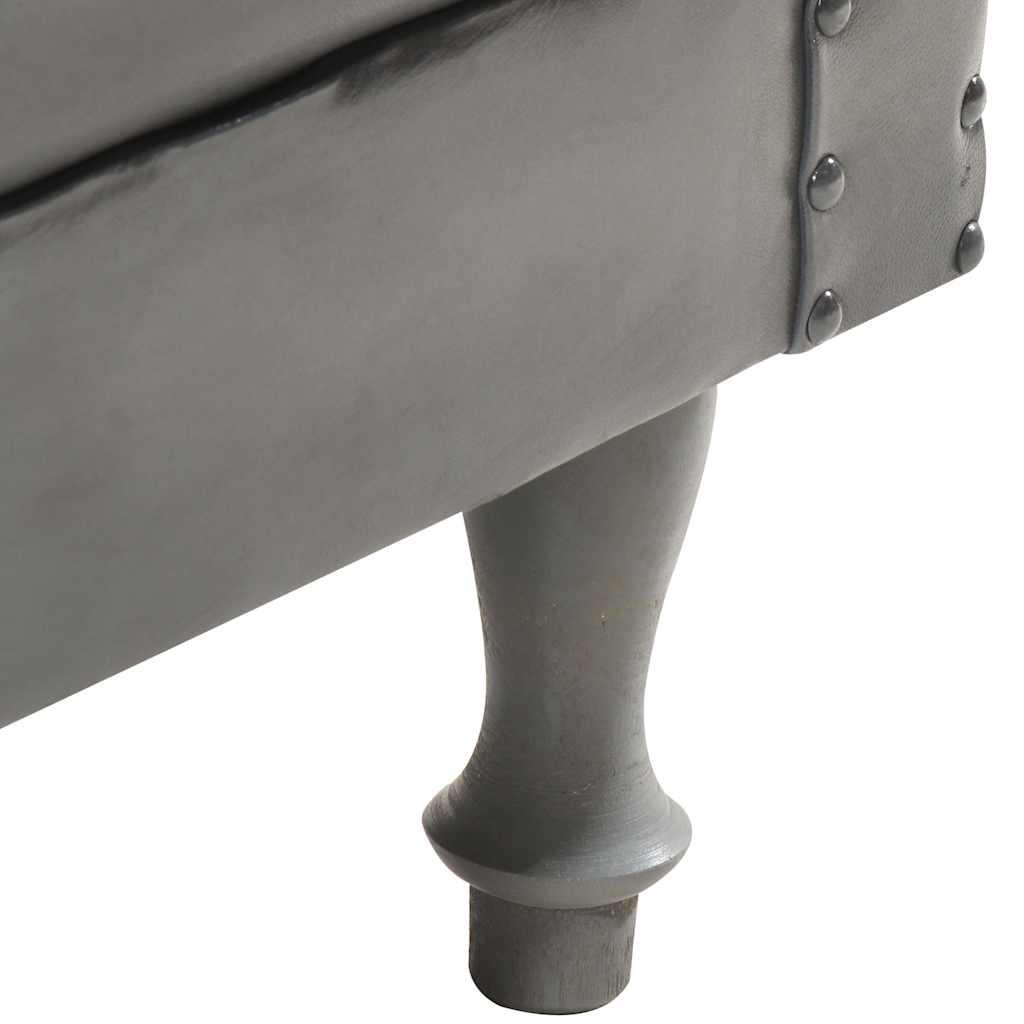Chaise cabriolet Gris cuir véritable