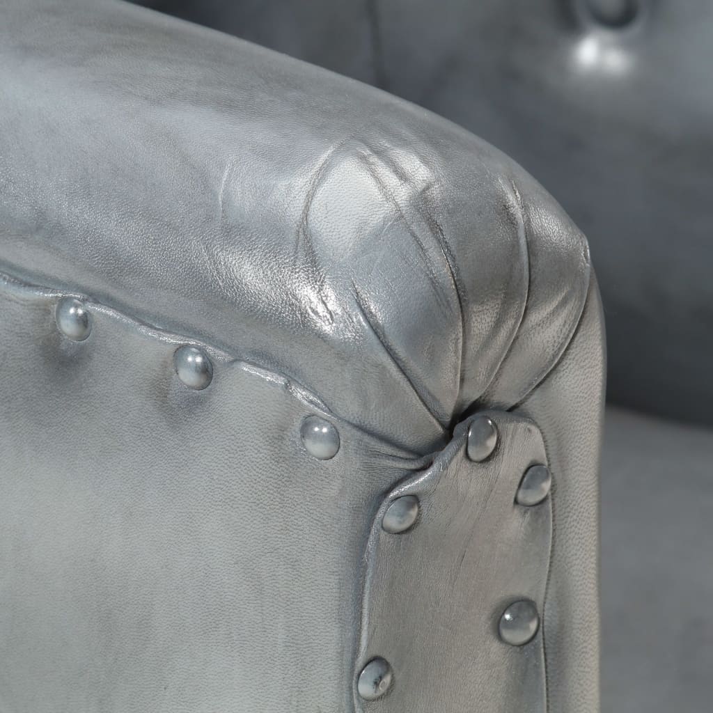 Chaise cabriolet Gris cuir véritable - XIOS