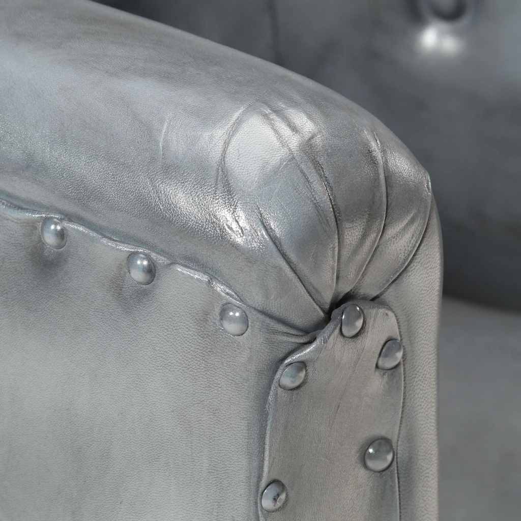Chaise cabriolet Gris cuir véritable