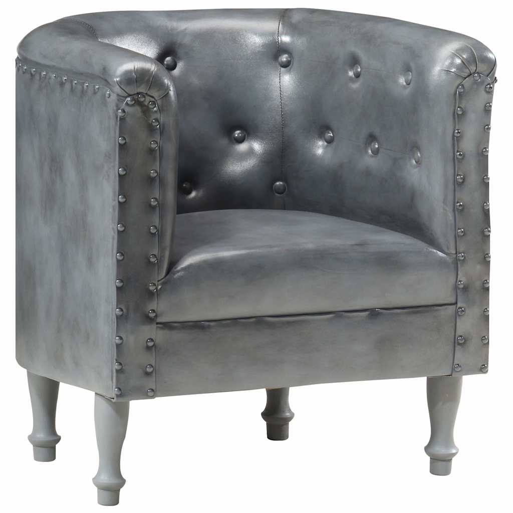Chaise cabriolet Gris cuir véritable