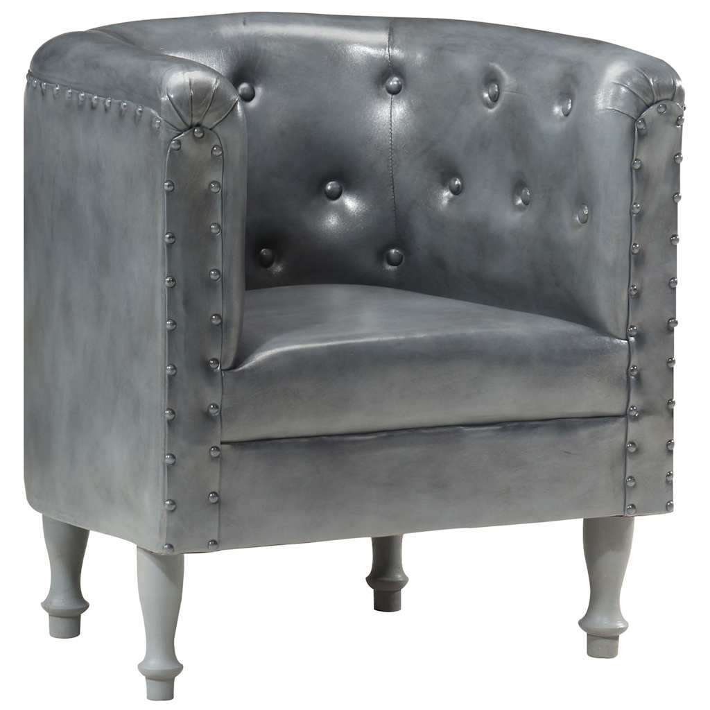 Chaise cabriolet Gris cuir véritable