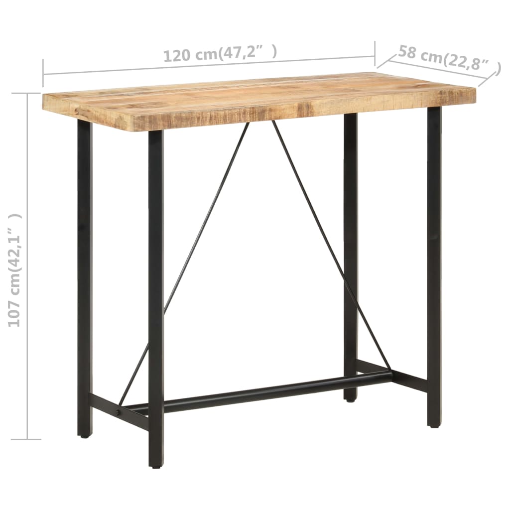 Table de bar 120x58x107 cm Bois de manguier brut - XIOS