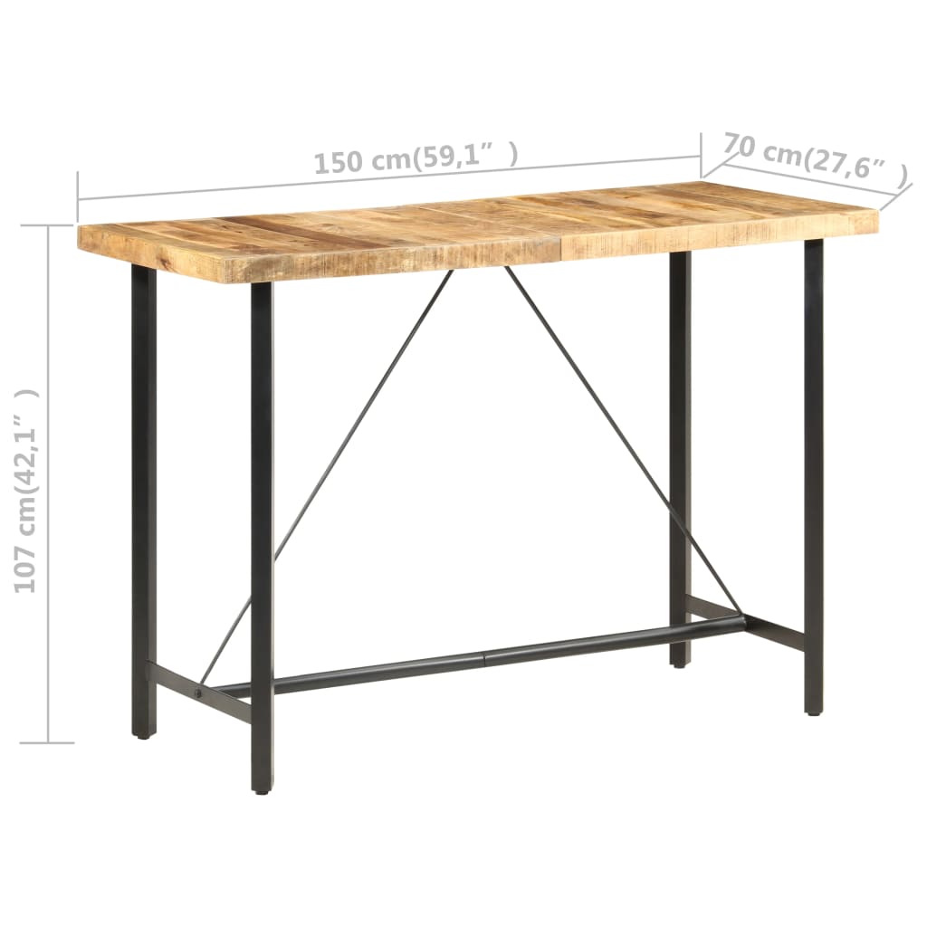 Table de bar 150x70x107 cm Bois de manguier brut - XIOS