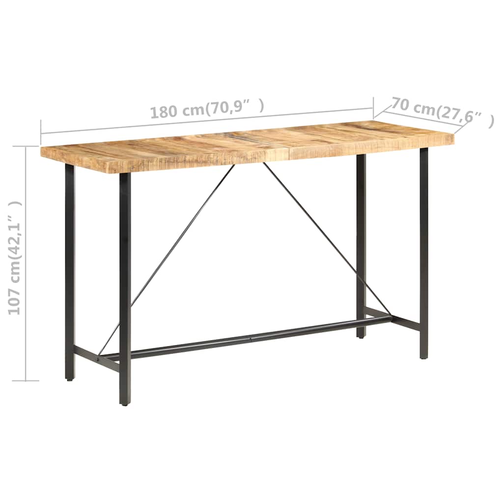 Table de bar 180x70x107 cm Bois de manguier brut - XIOS
