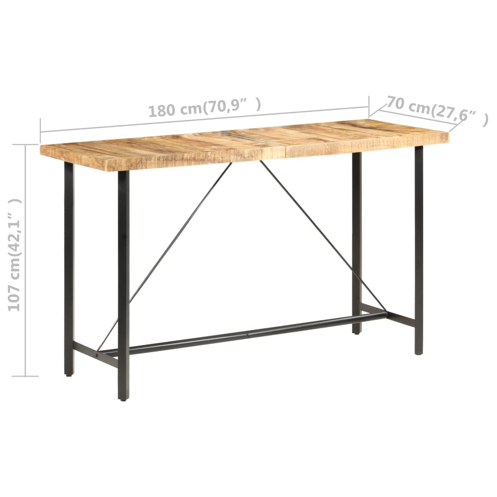 Table de bar 180x70x107 cm Bois de manguier brut - XIOS