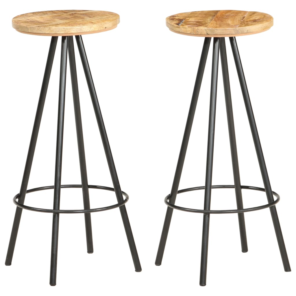 Tabourets de bar lot de 2 bois de manguier brut - XIOS
