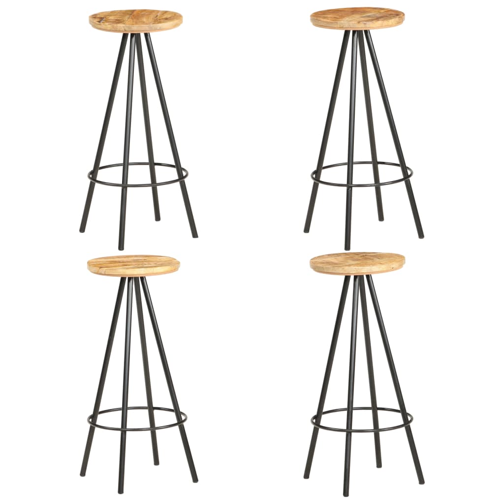 Tabourets de bar lot de 4 bois de manguier brut - XIOS
