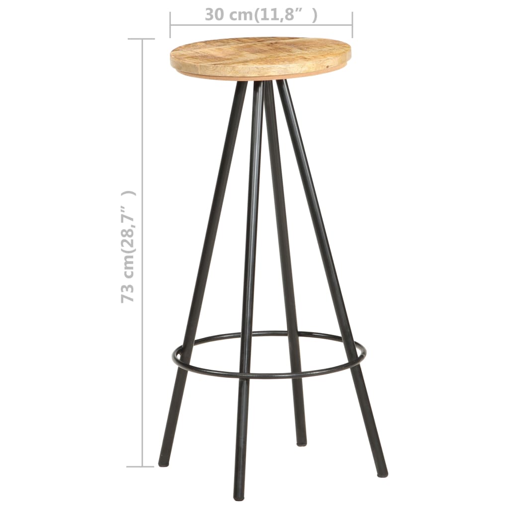 Tabourets de bar lot de 4 bois de manguier brut - XIOS