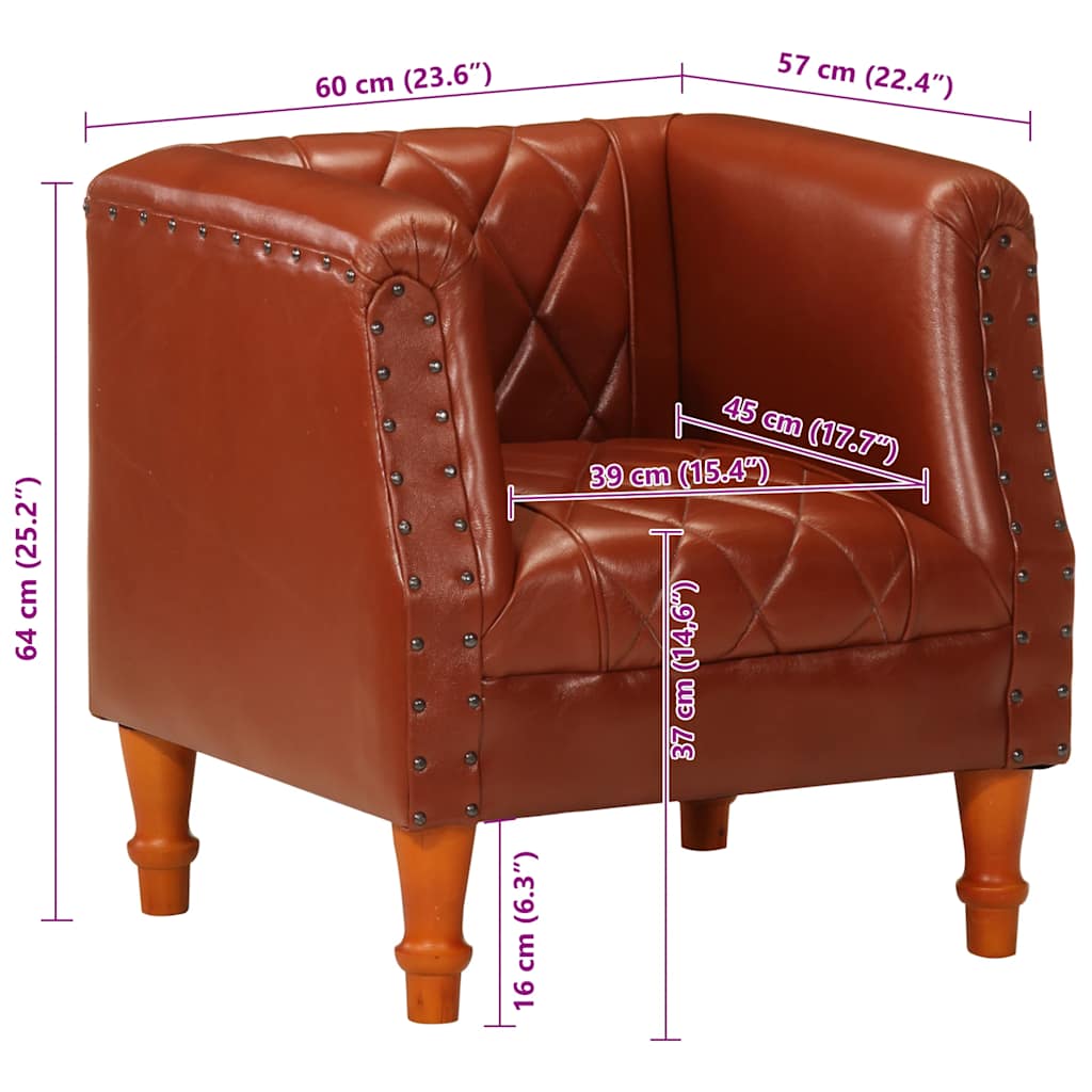 Chaise cabriolet marron Cuir véritable de chèvre - XIOS