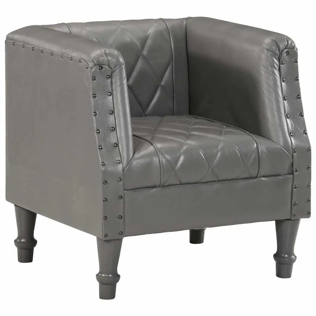 Chaise cabriolet Gris Cuir véritable de chèvre - XIOS